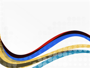 Color overlapping wave stripes, vector abstract background.