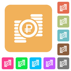 Ruble coins rounded square flat icons