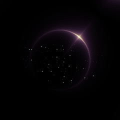 illustration of a planet eclipse in deep outer space with stars