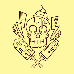 Skull Ice Cream Vector Illustration