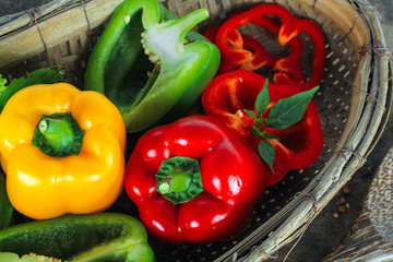 fresh bell pepper or capsicum, sweet pepper