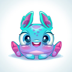 Cute cartoon sitting baby alien.