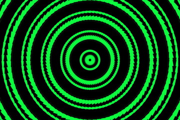 Illustration of abstract green and black concentric circles