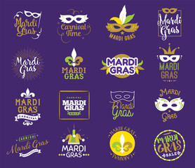 Mardi Gras typography set. © pavector