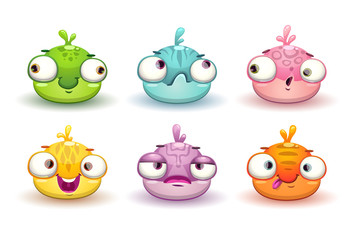 Funny colorful blob characters set.