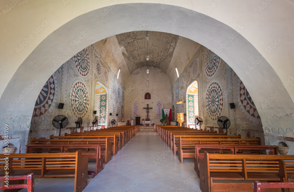 Wall mural Interior of the Church in Uayma mayan town, Yucatan, Mexico