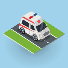 Ambulance Car on the Road. Top View