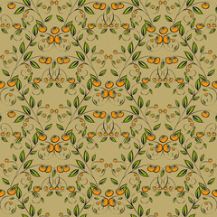 Yellow berries seamless pattern background