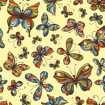 Vector seamless pattern of butterflies.