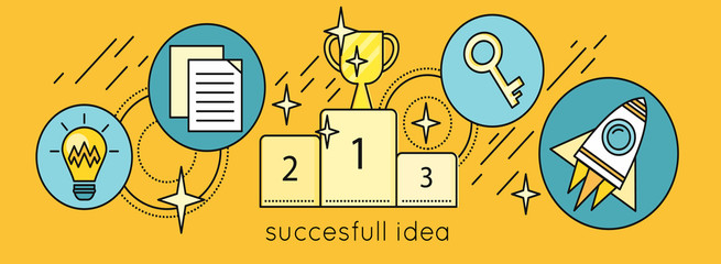 Successful Idea Vector Banner in Flat Style Design