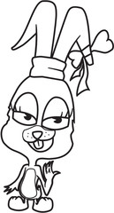 Cute rabbit girl showing a ring outline