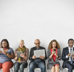 Diverse Group of People Community Togetherness Technology Sittin