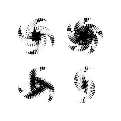 Abstract dotted star. Halftone effect surface. Black dots on white background. Black and white sunburst