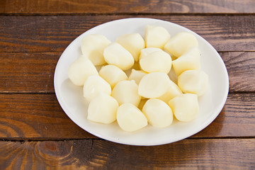 delicious fresh mozzarella on  white plate