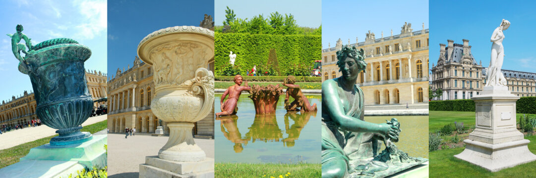 collage di foto di statue a Parigi