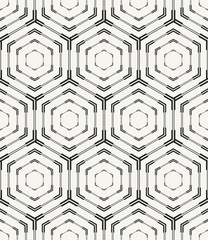 Vector seamless pattern. Modern stylish monochrome geometric texture with structure of repeating hexagons. Technological background for web, prints or wrapping paper.