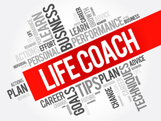 Life Coach word cloud collage, business concept background