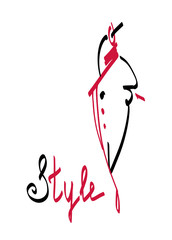 Fashion model sketch hand drawn, stylized woman silhouette isolated on white. Vector fashion illustration.