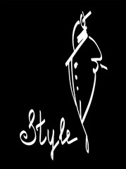 Fashion model sketch hand drawn, stylized woman silhouette isolated. Vector fashion illustration.