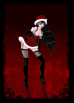 Dark Santa Girl with background
