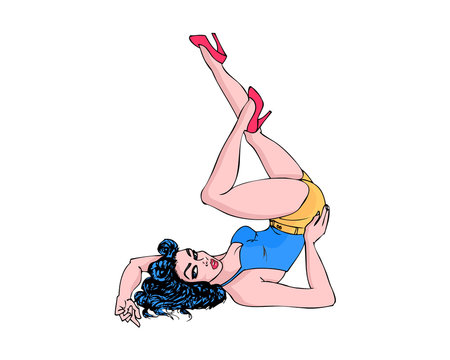 Pin up girl with legs up