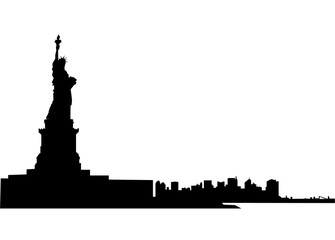 Statue of liberty silhouette isolated - obrazy, fototapety, plakaty