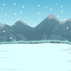 Illustration of mountains with snow background