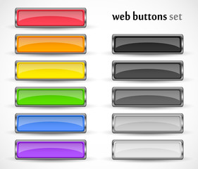Glossy web buttons set (colour / black and white)