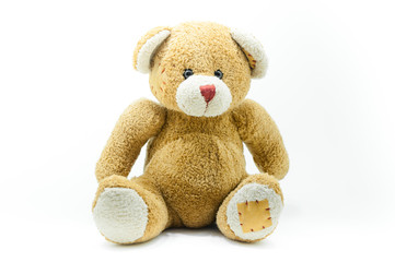 Brown Teddy Bear toy sitting on White background