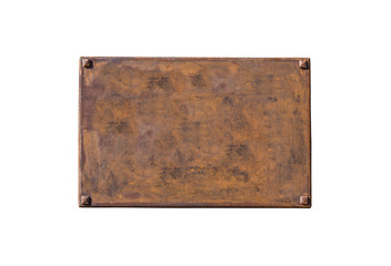 Rusty metal plate on white background
