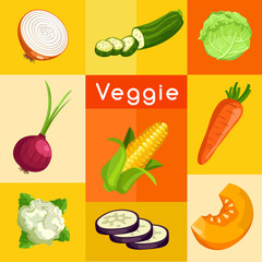 Vegetable Elements : Veggie Lover : Vector Illustration