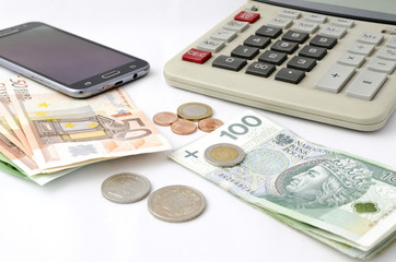 Fototapeta premium waluty kursy walut euro PLN frank szwajcarski rynki giełda