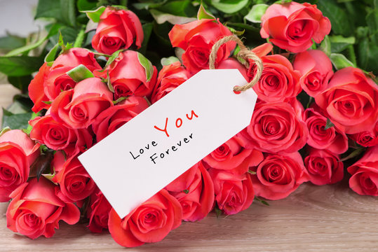 Valentine's Day Background with Bouquet of red roses