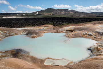 Sulfur springs in Leihnjukur geothermal area, Iceland