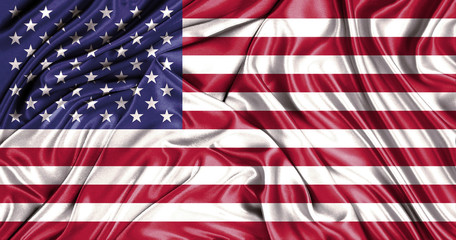 Amazing United States of American flag on silk.