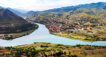 The confluence of the rivers Kura and Aragvi (Mtskheta) in Georg
