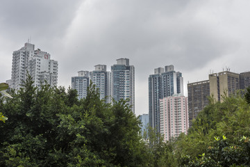 Fototapeta premium Widok na drapacze chmur w Hongkongu