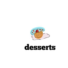 hand drawn cupcake icon for menu and lettering Vector illustration.