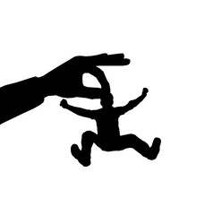 Mensch zwischen Fingern