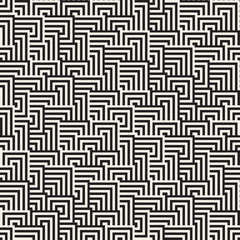 Maze Tangled Lines Contemporary Graphic. Vector Seamless Black and White Pattern.