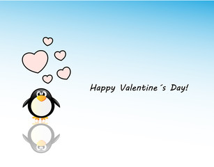 Naklejka premium Vector valentine´s day card with penguin