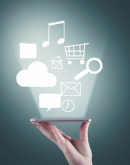 Hand use a smart phone