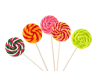 Samtvorhänge Süßigkeiten Colorful lollipops isolated on white background.