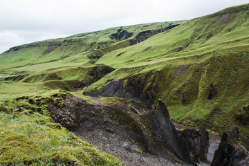 Fototapeta na wymiar Volcanic landscape in Lakagigar, Iceland