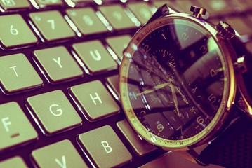 Hand Watch on the Keyboard