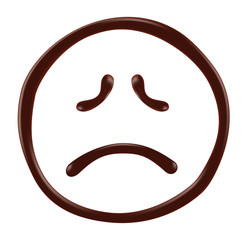 Chocolate smiley face on white background