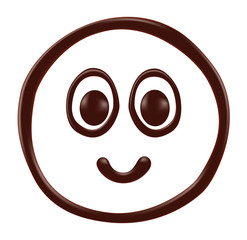 Chocolate smiley face on white background