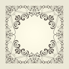 Art nouveau ornamental square frame with curly pattern