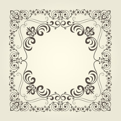 Art nouveau ornamental square frame with curly pattern