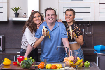 Smiling people  at kitchen